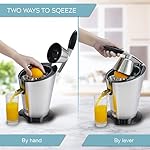 Powerful electric juicer with high juice yield | Citrus juicer 200W + 2 cones | Lemon, lime, orange juice squeezer machine with innovative lever press | exprimidor de naranjas electrico - Image 4