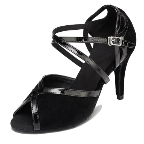 Chaussures de danse moderne en daim noir idéales pour les soirées salsa