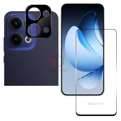 Image of HD+ Tempered Glass & Camera Lens Protector For Oppo Reno 13 5G | Edge-to-Edge, Shatterproof, Anti-Fingerprint, Easy Installation Kit (Black, Pack of 2)