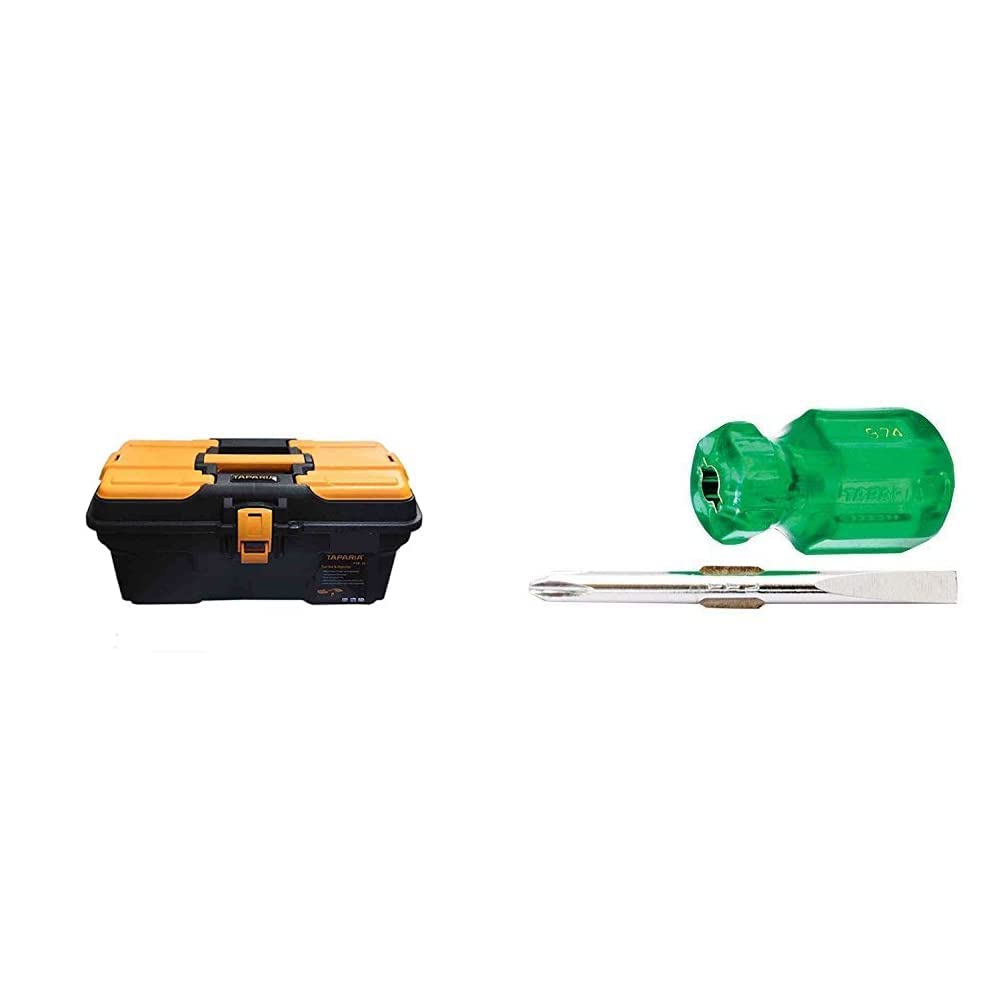Taparia Plastic Tool Box with Organizer (PTB16) Black: Orange & 1984 Steel (100mm) Centre Punch Drift Punch (Grey) Combo