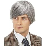 Old Man Wig Fits Adults and Kids - Grey Silver Grandpa Costume Mens Gray Wigs