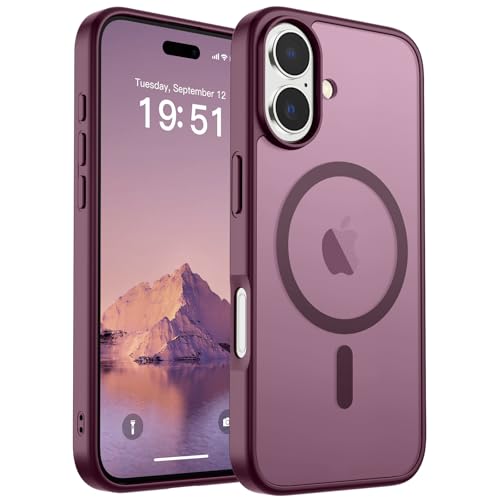 SUPFINE Magnetic for iPhone 17 Case (Compatible with MagSafe)(Military Grade Drop Protection) Translucent Matte Shockproof with Anti-Fingerprint Phone Cover 2025,Wine Red