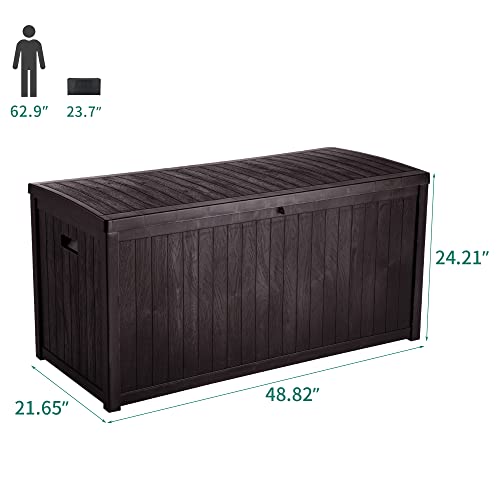 Yitahome Large Deck Box,Outdoor Storage Container 114 Gallon For Outdoor Pillows, Pool Supplies, Garden Tools, Furniture And Sports Equipment,Water-Resistant,Lockable (Brown) #TOP5