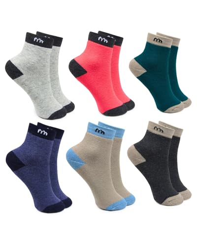 Image of Neska Moda Boys & Girls Pack Of 6 Pair Terry Cotton Socks (Red,Beige,Green,Blue,Grey)-SK1212