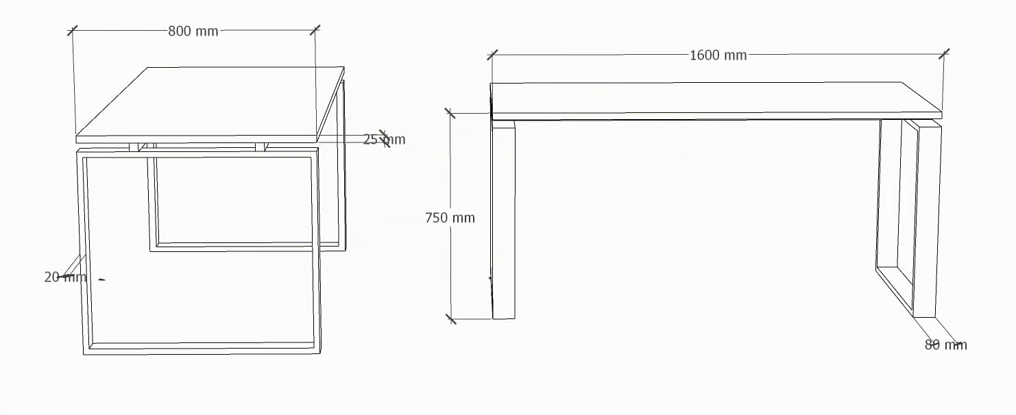 Mesa de Oficina con Estructura de Marco Cerrado Blanco, para teletrabajo, despachos, Sala de Estudios y Ordenadores. con Gran amplitud para Dar más Comodidad. (Blanco, 160x80)