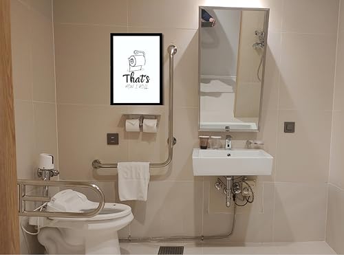 Image of Mira Mest Framed Bathroom Wall Decor | Funny Quotes & Cute Animal Art Prints | Quirky Toilet Signs & Guest Bath Decorations | Minimalist Black & White Washroom Signs | Ready to Hang Toilet Humor for Home & Powder Room (Paper Roll)