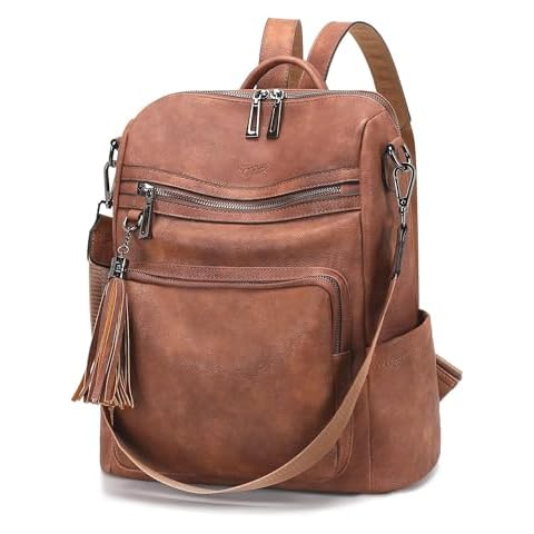 OPAGE Leather Backpack Purse for Women Fashion Tassel Ladies Shoulder Bags Designer Large Backpack Travel Bag Cover