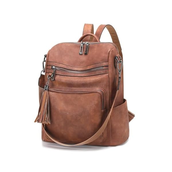 OPAGE Leather Backpack Purse for Women Fashion Tassel Ladies Shoulder Bags Designer Large Backpack Travel Bag