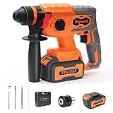 Heywork Cordless Rotary Hammer Drill, 4 Modes Variable Speed and Adjustable Handle, SDS-Plus Chuck H
