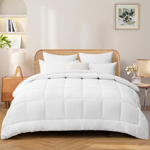 RUIKASI Double Duvet 10.5 Tog - Bed Quilt All Year Round Luxury Hotel Comforter with Corner Tabs Soft Touch Machine Washable 300GSM,200x200cm White