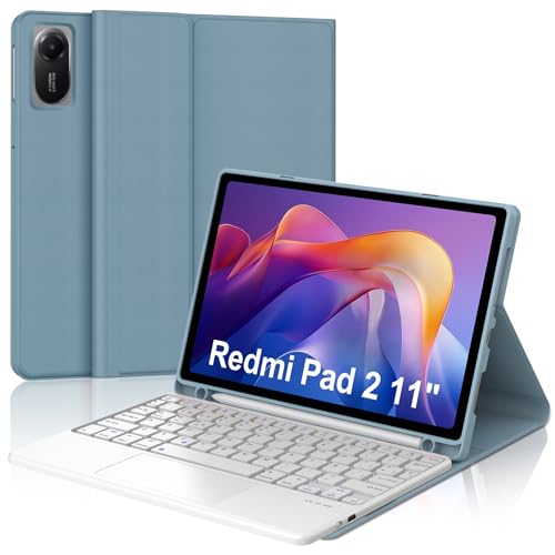 Teclado para Redmi Pad 2 FOGARI con Ñ y funda azul para tablet de 11 pulgadas 2025