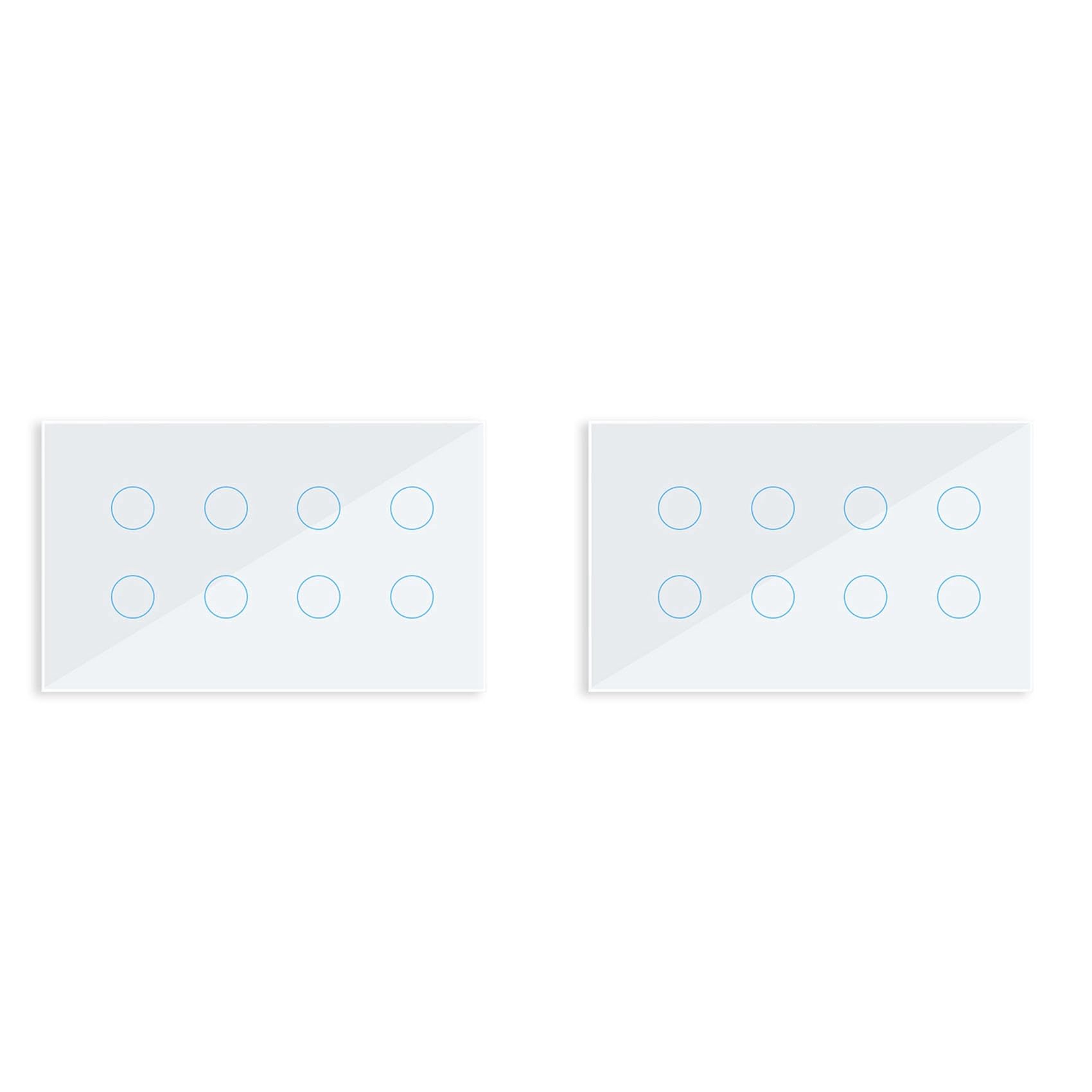 2X Interruptor de Pared con Luz TáCtil Inteligente WIFI, Panel de Cristal de 8 Entradas, Tuya Smart Life para y Home, Color