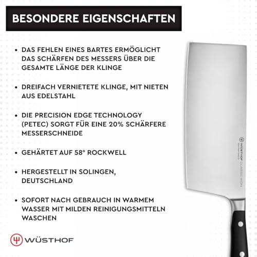 Foto von WÜSTHOF Classic Ikon Chinesisches Kochmesser 18 cm, Schwarz