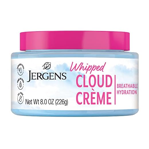 Jergens Whipped Moisturizing Cream, Body and Face Moisturizer for Dry Skin, Breathable Non-Greasy Hydration, Dermatologist Tested, Paraben and Dye Free, 8 Ounce