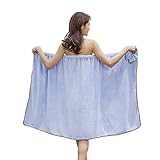 Bath Wrap Towels for Women - Adjustable Shower Spa Wrap with Home Hotel Bathrobes Nightgown for Sauna Beach Pool Gym Travel - Blue