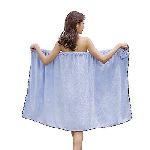 GOSCHE Bath Wrap for Women, Adjustable Shower Wrap Towel with Home Hotel Bath Towel Nightgown for Sauna Beach Pool Gym Travel - Blue XL