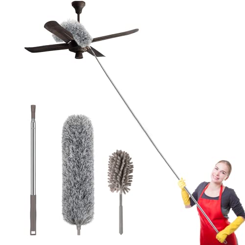 SetSail Microfiber Duster, 30 to 100 inches Duster with Extension Pole with Extendable Mini Duster Bendable Washable Dusters for Cleaning High Ceiling Fan Duster for Ceiling, Blinds, Furniture...