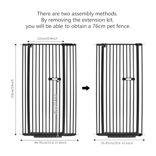 Barrera para perros y gatos ajustable de 86 a 95cm con puerta giratoria 5
