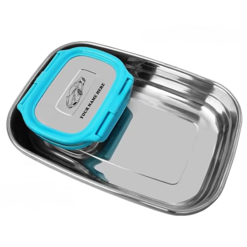 Image of ncgifts Personalized Tiffin | Customized Lunch Box | Personalized Stainless Steel Tiffin Box | Your Child's Name and Favourite Character Engraved | for Scholl Students (Sky Blue)