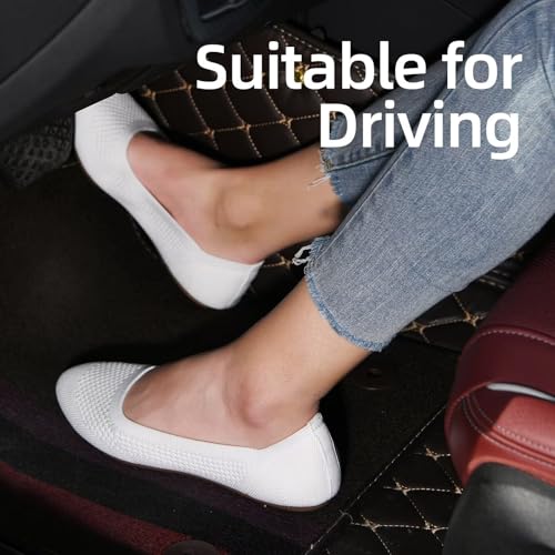 Image of poemlady Women's Ballet Flat Shoes Dress Shoes Knit Round Toe Slip On Ballerina Walking Flats Shoes for Woman Low Wedge Casual