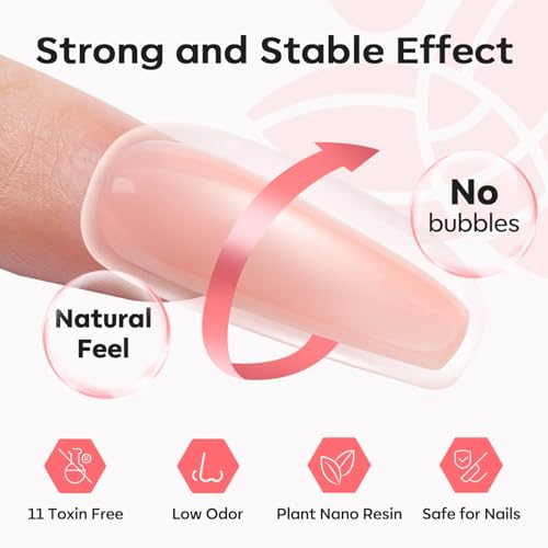 Kit de unhas de gel de extensão de poliéster da Modelones – 6 cores com lâmpada de unha de 48 W U V/