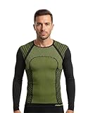 PRS Maglia Termica Uomo Manica Lunga - Abbigliamento Uomo - Maglia Running Traspirante - Maglietta Girocollo Senza Cuciture con Asciugatura Rapida (Nero-Giallo, S/M)
