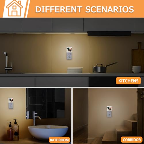 Image of YASHILAIYA Rooster Night Light,Plug-in Dusk to Dawn Sensor Nightlights for Bedroom Bathroom Hallway Stairs for Boys Girls