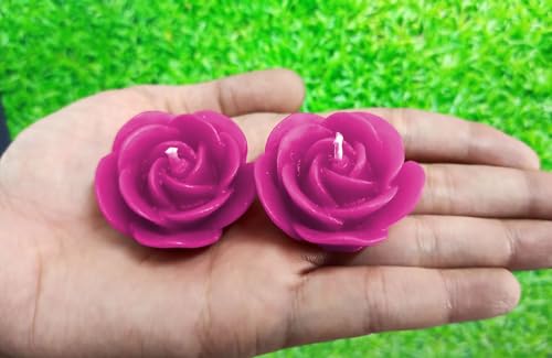 Image of Wax Scented Candles For Home Decor, Coconut Blossom Fragrance, Pillar And Floating Candles Combo, Pink Colour, Pack Of 10, 4 X 7 Cm