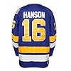 EETUG Hanson Brothers Hockey Jersey 16 Charlestown Chiefs 17 Jeff Slap Shot 18 Movie Hockey Jersey Blue White S-3XL (16 Blue, Large), Blue, Large #3