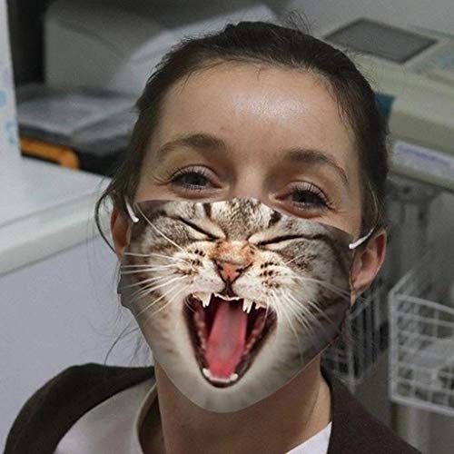 5 zu 6 Stk Mundschutz,Lustige Tiermotiv Gesichtsschutz mit Ohrbügel,Erwachsene Waschbar Bandana,Damen Herren Mundbedeckung Unisex Anti-Staub