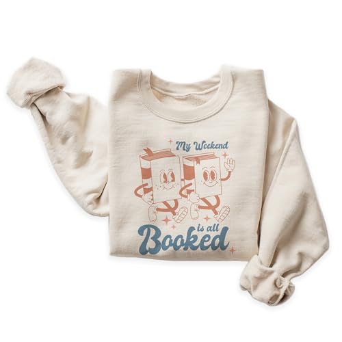 Retro Book Sweatshirt, Gifts For Book Lover, My Weekend Is All Booked, Book Club Teacher Librarian Gift, Unisex Crewneck Reading Sweatshirt