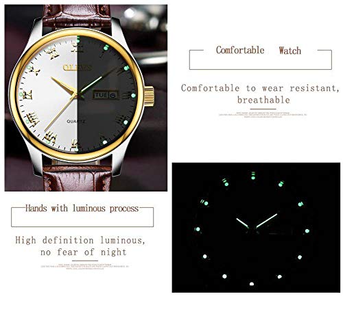 Image of OLEVS Women's Business Dress Watches for Ladies Female Brown Leather Strap Small Face Dress Analog Quartz Wrist Watch with Calendar Day Date Waterproof Luminous Gift Classic Casual Retro Band