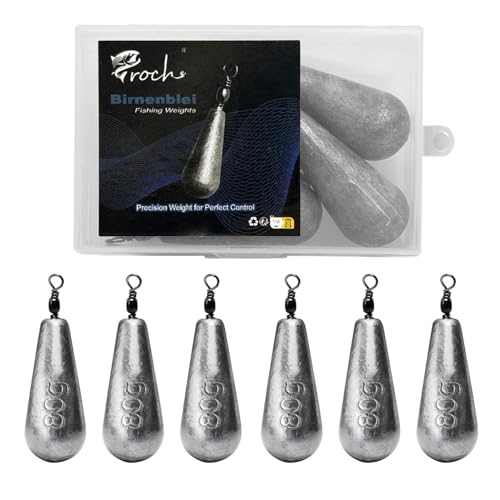 Fishing Weights Sinkers Set Pear-Shaped – 25g to 120g | Rust-Resistant & Smooth | Ideal for Float and Bottom Fishing (80gx6)