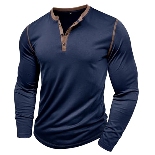 eoeioa Mens Long Sleeve Shirt Lightweight Long Sleeve Button Down Henley Shirts Baggy Casual Lightweight V-Neck Tops2