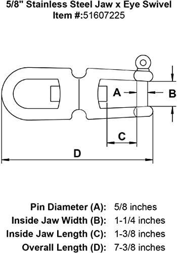 5/8" Stainless Steel Jaw X Eye Swivel #TOP3