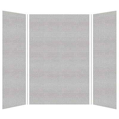 Transolid SWK603696-27 SaraMar 36-in X 60-in X 96-in Glue 3-Piece Shower Wall Kit, Grey Beach