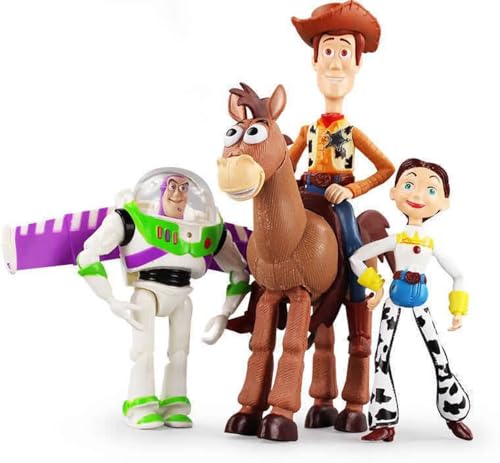 Image of Trunkin Toys Set of 4 Action Figures - Woody, Lightyear, 15 cm | PVC Collectible Toys Buzz Figurine Miniatures