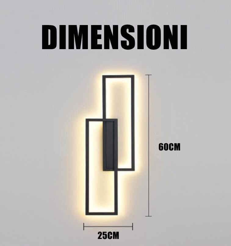 Dopastore Applique a Parete LED 32W Design con Due Rettangoli Sfalsati e Telecomando 3 Tonalità di Luce Moderna IP20 Per Interni Arredamento Camere