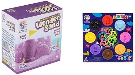 RATNA'S Wonder Sand 500 Grams for Play Smooth Sand for Kids (Purple 500 Grams), ONE Big Mould Inside (Without Tray) and Fantasy Dough Clay 8In1