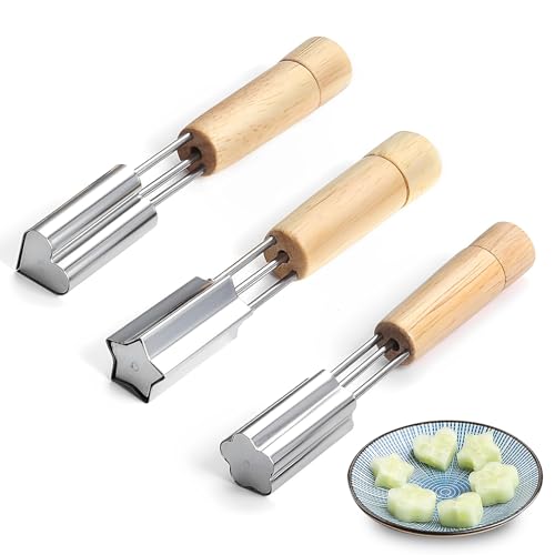 Cupcake Corer, 3 Pcs Cake Corer Stainless Steel Cookie Cutter with Wood Grip Cake Baking Tools Accessories for DIY Baking Fruit Vegetable