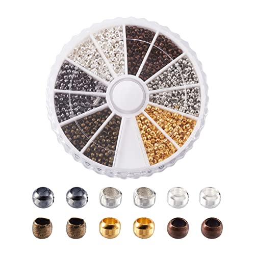 Pandahall 1Box/3000Pcs 6 Colors Rondelle Tiny Crimp Beads 2Mm Jewelry Bracelet Making Clamp End Stopper Spacer Beads For Jewelry Making #TOP24
