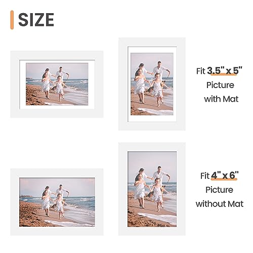 Image of upsimples 4x6 Picture Frame Set of 10, Display Pictures 3.5x5 with Mat or 4x6 Without, Multi Photo Frames Collage for Wall or Tabletop Display, White