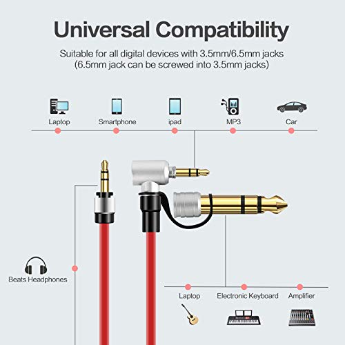 Cable auxiliar AUX rojo para audífonos Monster Beats miniatura 4