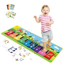 Best Piano Mats: make your kids happy with their footsteps on musical layout 27 Fun and Engaging: This musical toy is a piano mat that captivates child with its bright color, soft lights and amusing sounds; designed for toddlers aged three months to five years, encourages toddler to crawl, leap and dance, triggering delightful t...
