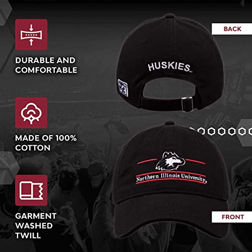 The-Game-NCAA-Adult-Bar-Hat-Garment-Washed-Twill-Embroidered-Design-Elevate-Your-Style-and-Show-Your-Team-Spirit-Northern-Illinois-Huskies-Black-Adult-Adjustable