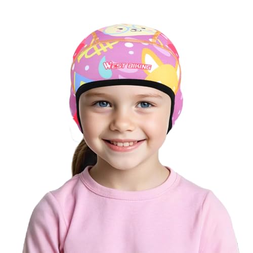 AYPOW Kinder Winter Thermo Fahrrad Mütze Unter Helm Mütze mit Ohrabdeckungen, Winddicht Wintermütze Skifahren Helm-Einsatz Beanie Caps Totenkopfkappen Laufmützen für Jungen Mädchen Outdoor Aktivitäten