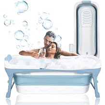 Portable Bathtub for Adult - Large 56in Foldable Collapsible tub - Ergonomically Designed for the Ultimate Relaxing Soaking Bath. Ideal for Small Spaces - Quick,Folding Bathtub