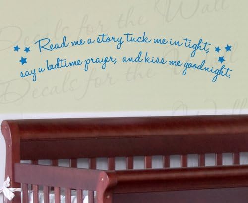 Read Me A Story Tuck Me In Tight Say a Bedtime Prayer and Kiss Me Goodnight - Kids Baby Son Daughter Stars Arch Cute Bedtime Room Nursery - Wall Quote Sticker Art Decoration - Vinyl Decal Mural Graphic - Lettering Decor Saying