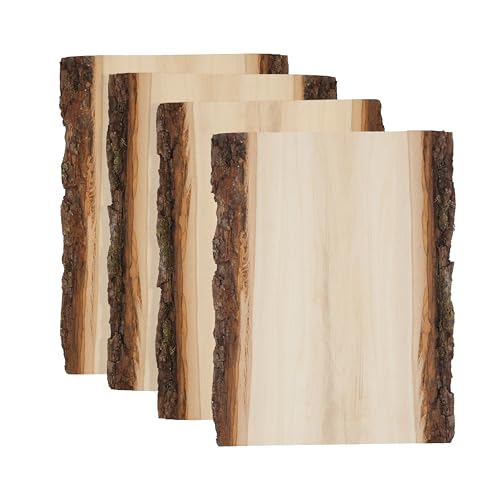 Foggy Bottom Woodworks LLC Premium Basswood Live Edge Plank, 0.69" X 7 to 9" X 11", 4-Pack