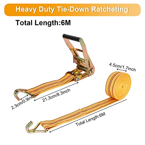 Dajave 4 Pack Heavy Duty Ratchet Straps, 2 Inch 20Ft Tie Down Straps With Double J Hook, 4400 Lbs Cargo Ratchet Straps For Moving And Securing Cargo Lawn Equipment And Motorcycles (Yellow) #TOP1